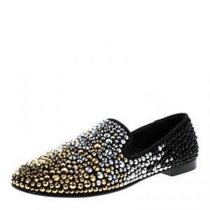 Giuseppe Zanotti Black Studded Smoking Slippers Size 42