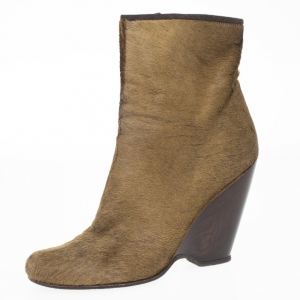 Pre Owned Giuseppe Zanotti Brown Pony Hair Ankle Boots Size 38