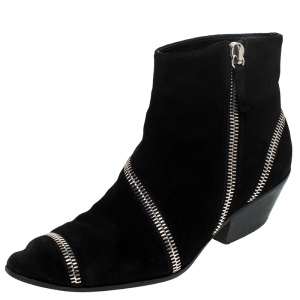 Giuseppe Zanotti Black Suede Ankle Boots Size 42