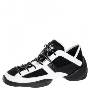 Giuseppe Zanotti Black/White Leather And Knit Fabric Light Jump Sneakers Size 43.5