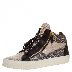Giuseppe Zanotti Multicolor Python Embossed Leather May London High Top Sneakers Size 43
