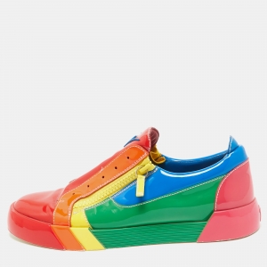 Giuseppe Zanotti Rainbow Patent Leather Low Top Sneakers Size 45 
