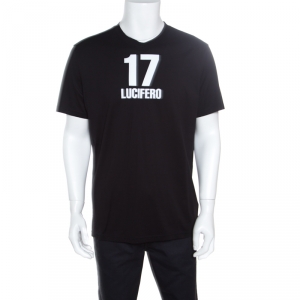 Givenchy Black 17 Lucifero Printed Cotton Jersey Crew Neck T-Shirt XL