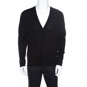 Givenchy Black Wool Long Sleeve Button Front Cardigan L