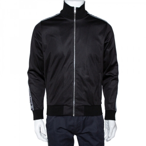 Pre Owned Givenchy Black Ticker Sleeve Zip Up Track Jacket S
