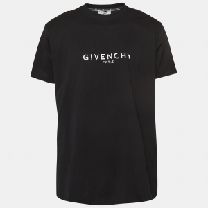 Givenchy Black Logo Printed Cotton Oversized Fit T-Shirt M