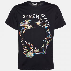 Givenchy Black Glitch Graphic Print Cotton Regular Fit T-Shirt L