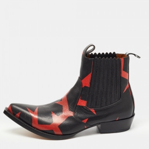 Givenchy Black/Red Leather Cowboy Ankle Boots Size 44