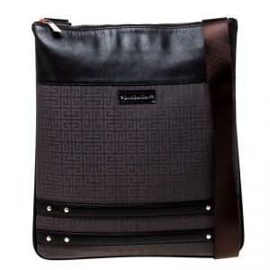 Givenchy Brown Signature Canvas and Leather Messenger Bag