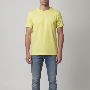 Pre Owned Givenchy Yellow Logo Tape Jersey Crewneck T-Shirt S