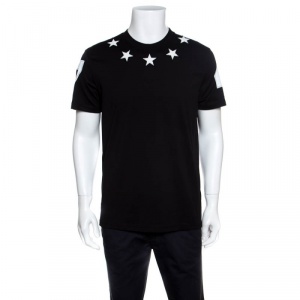 Givenchy Black Star Applique Detail Columbian Fit T-Shirt L