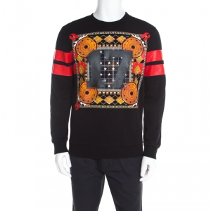Pre Owned Givenchy Black Printed Cotton Long Sleeve Sweatshirt S