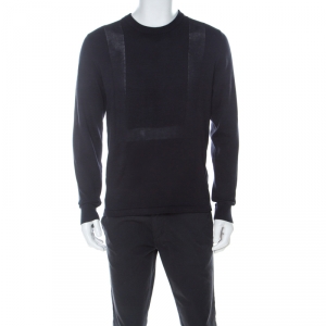 Pre Owned Givenchy Navy Blue Knit Crew Neck Sweater L 