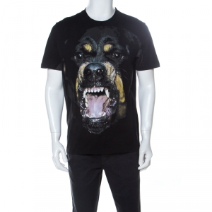 Givenchy Black Cotton Rottweiler Print Cuban Fit T-Shirt L