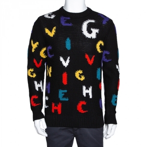 Givenchy Black Intarsia Knit Alphabet Sweater M