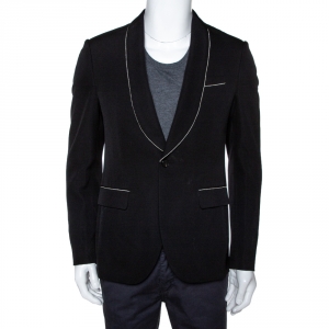Pre Owned Givenchy Black Wool Contrast Chain Detail Blazer M