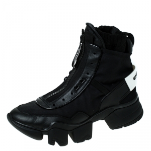 Givenchy Black Nylon and Leather Jaw High Top Sneakers Size 43