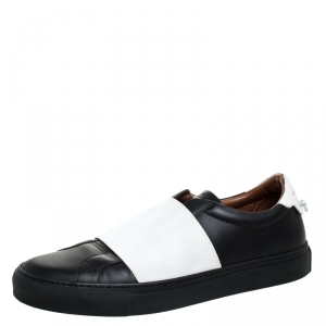 Givenchy White/Black Leather And Elastic Band Urban Street Slip On Sneakers Size 41