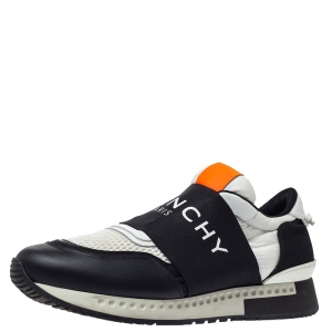 Givenchy Black/White Leather And Mesh Runner Active Low Top Sneakers Size 42