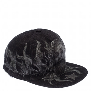 Givenchy Dark Grey Denim Barb Wire Jesus Print Snapback Cap 