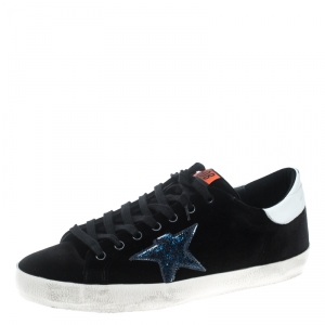 Golden Goose Black Velvet Superstar Sneakers Size 42