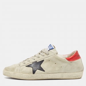 Golden Goose Grey Suede and Leather Superstar Sneakers Size 42