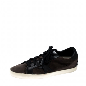 Golden Goose Brown Suede And Black Leather Superstar Lace Up Sneakers Size 41