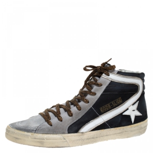 Golden Goose Leather and Suede Distressed High Top Sneakers Size 41