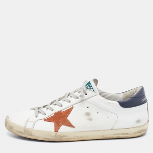 Golden Goose White/Black Leather Superstar Low Top Sneakers Size 45