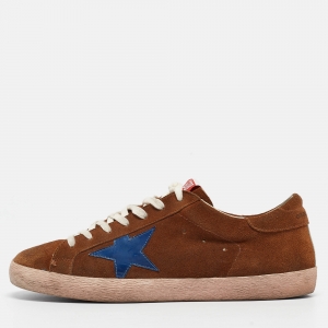 Golden Goose Brown/Blue Suede and Leather Superstar Sneakers Size 43