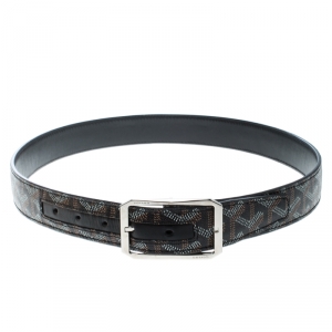 Goyard Black Chevron Print Coated Canvas Olympic Reversible Belt Size 85