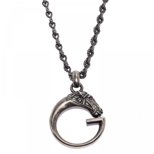 Gucci G Horse-head Silver Pendant Necklace