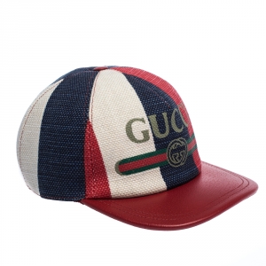 Pre Owned  Gucci Multicolor Linen Sylvie Baseball Hat L
