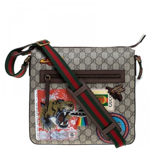 Gucci Beige GG Supreme Canvas and Leather Courrier Messenger Bag