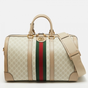 Gucci Beige GG Supreme Canvas Medium Savoy Duffle Bag