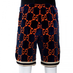 Gucci Blue & Orange GG Chenille Velvet Shorts M