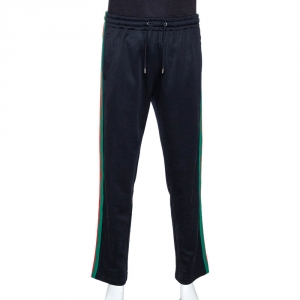 Gucci Black Jersey Web Stripe Detail Track Pants M