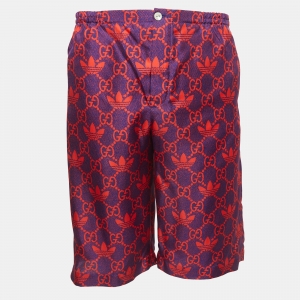 Gucci X Adidas Marco GG/Trefoil Print Silk Twill Shorts S