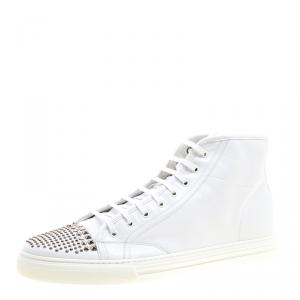 Gucci White Studded Leather California High Top Sneakers Size 48