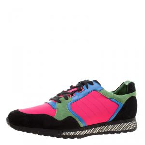 Gucci Multicolor Canvas and Suede Icaro Sneakers Size 49