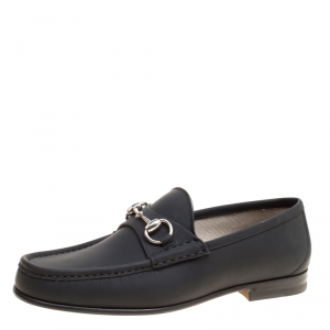 Gucci Black Leather 1953 Horsebit Loafers Size 40