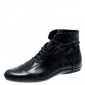 Gucci Black Leather Lace Up Ankle Boots Size 40.5