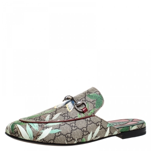 Gucci Multicolor GG Supreme Monogram Coated Canvas Tian Princetown Flat Mules Size 41