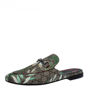 Gucci Multicolor GG Supreme Monogram Coated Canvas Tian Kolbo Princetown Flat Mules Size 42