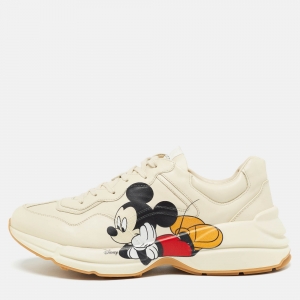 Gucci x Disney Cream Leather Mickey Mouse Rhyton Sneakers Size 47