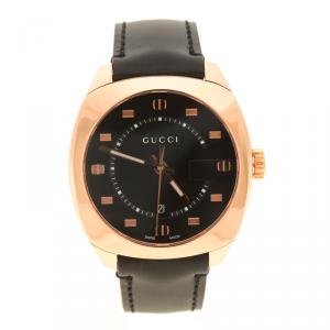 Gucci Black Dial Rose Gold Plated Stainless Steel 142.3 Men's Wristwatch 40 mm 