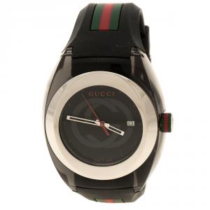 Gucci Black Nylon and Stainless Steel Sync 137.1 Men's Wristwatch 46 mm