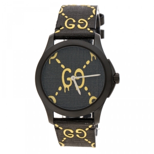 Gucci Black Stainless Steel Ghost G-Timeless 126.4 Men's Wristwatch 38 mm