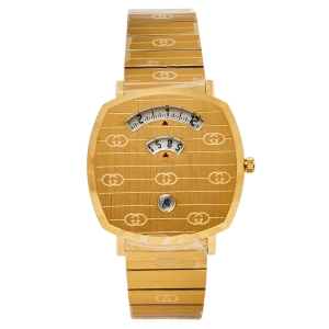 Gucci Yellow Gold PVD Stainless Steel Grip YA157409 Men's Wristwatch 38 mm