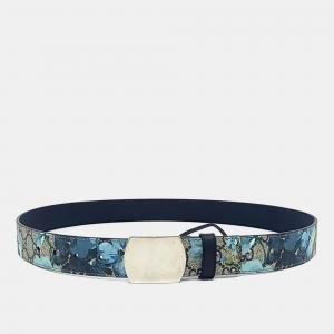 Pre Owned Gucci Blue Coated Canvas Supreme Bloom Belt